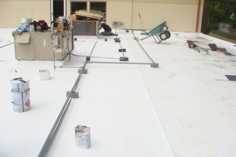 TPO Flat Roof Installation in progress